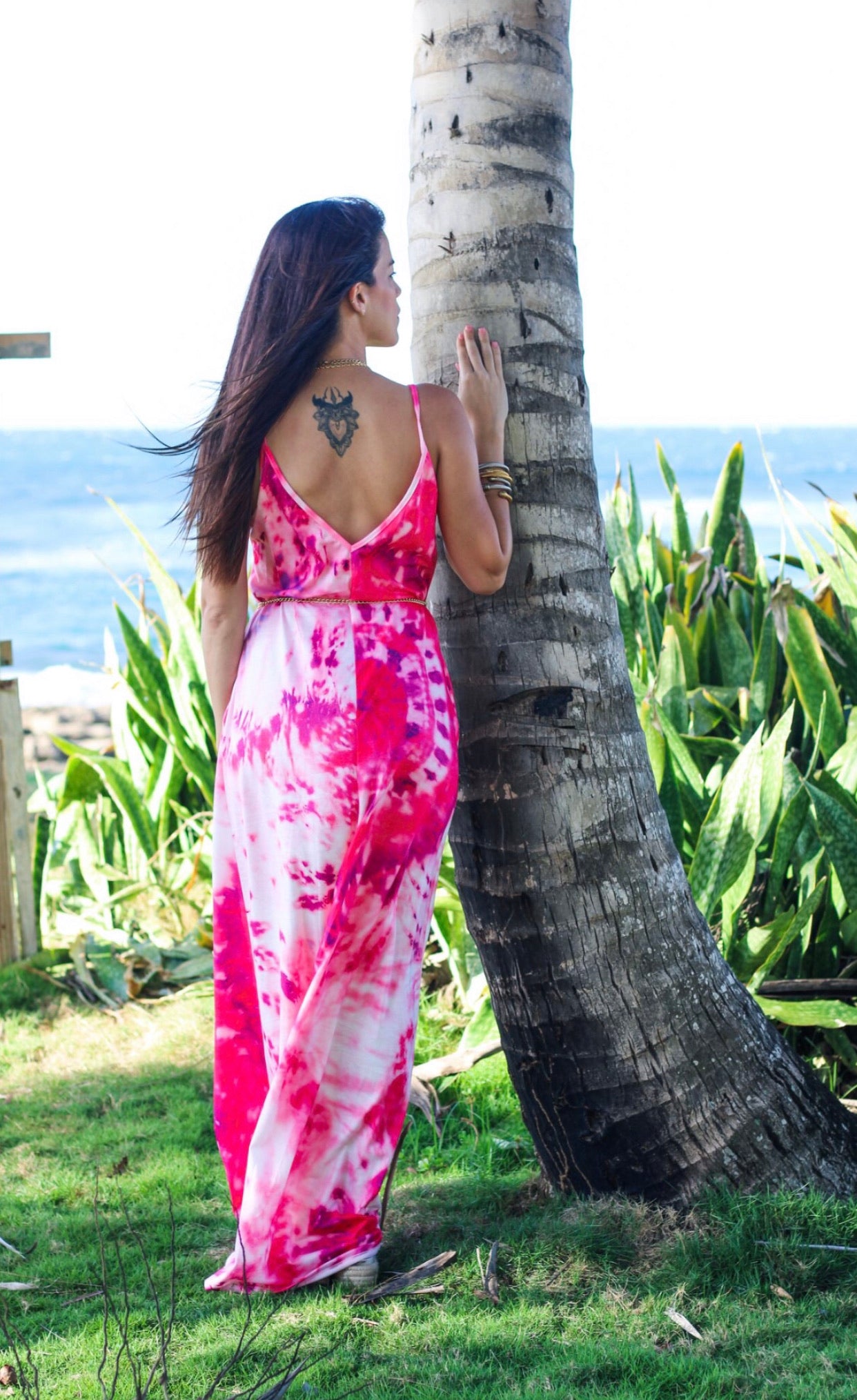 Tie-dye Pink Maxi Dress