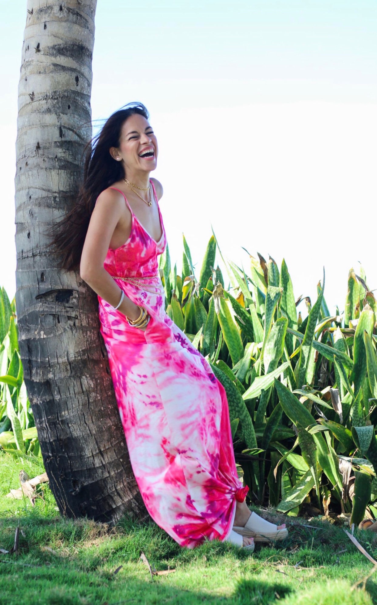 Tie-dye Pink Maxi Dress
