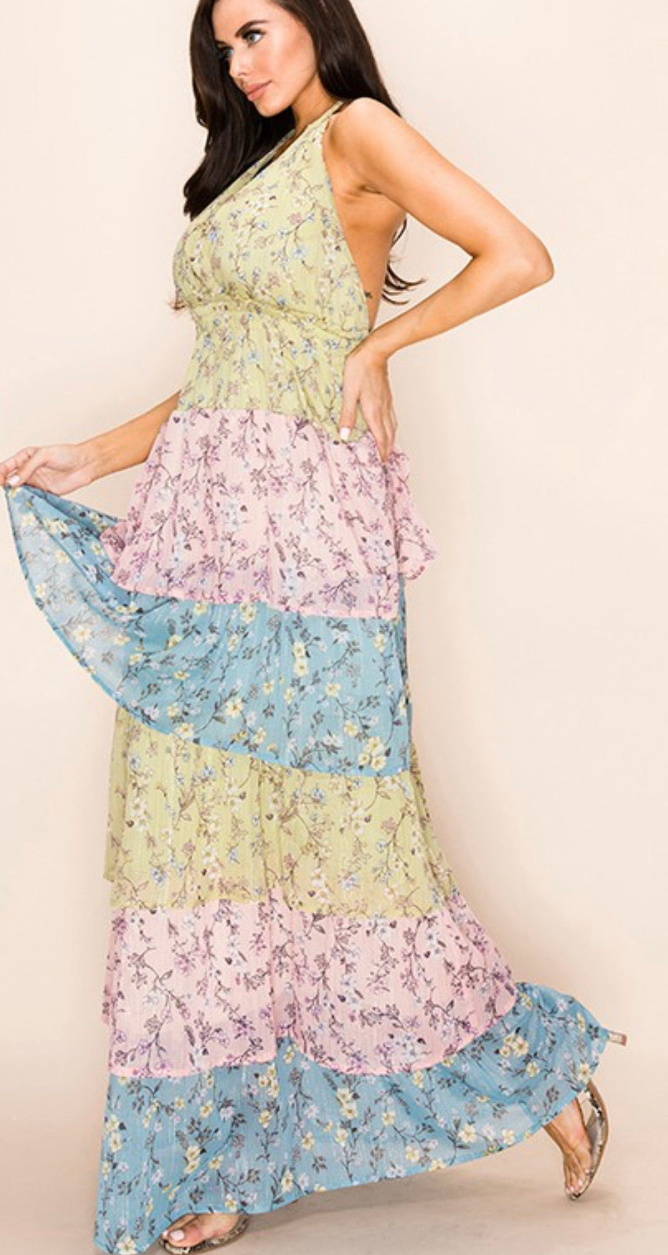 Floral Halter Maxi Dress