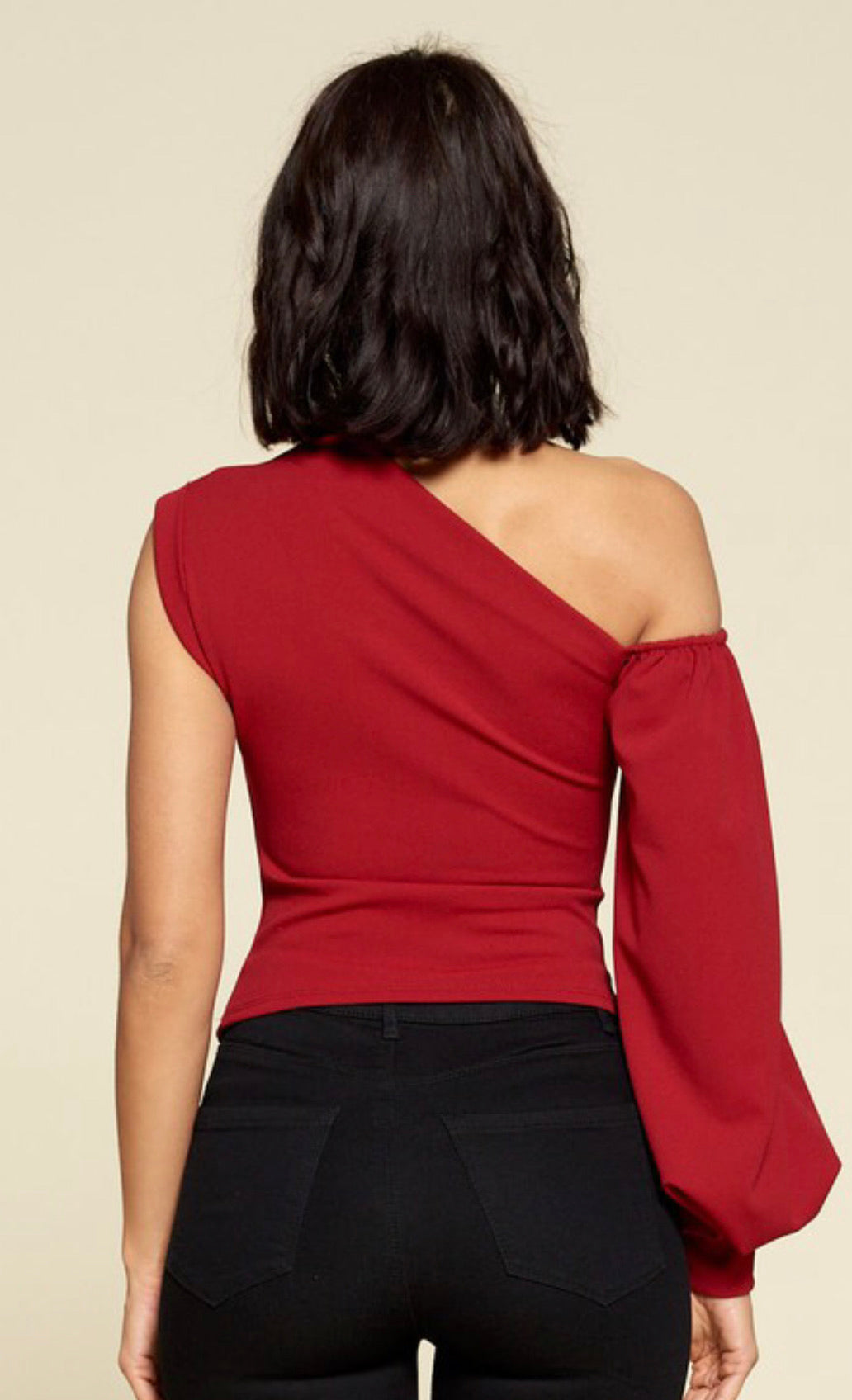 Red One Shoulder Blouse