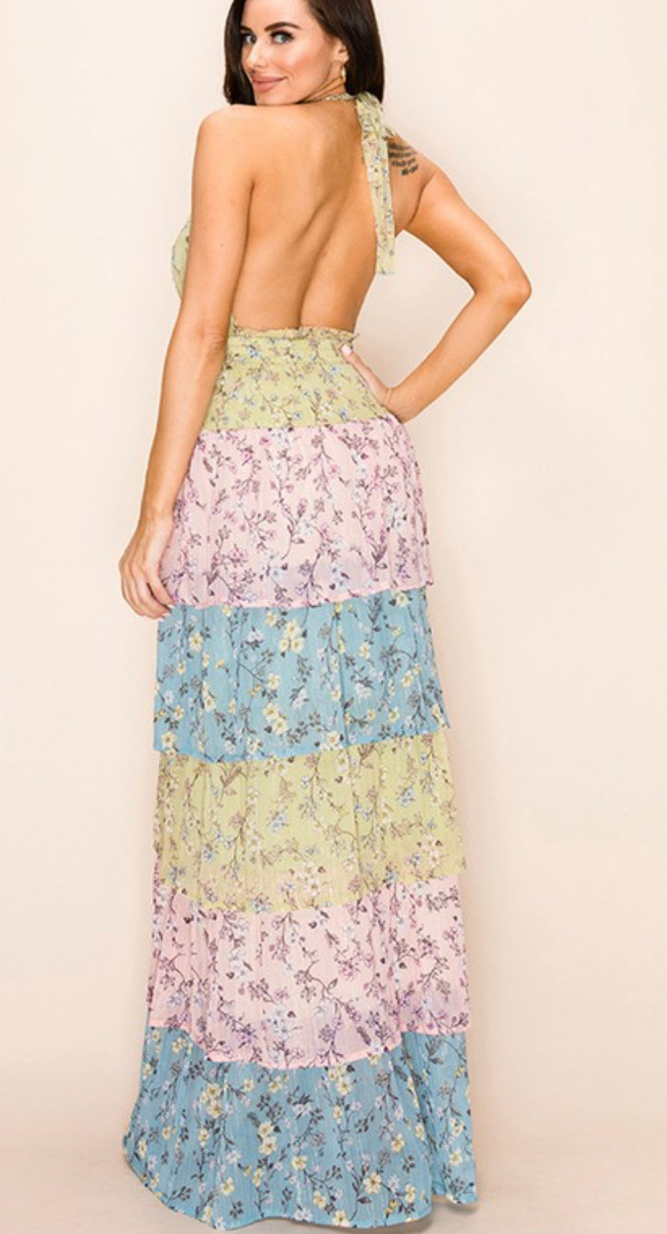 Floral Halter Maxi Dress